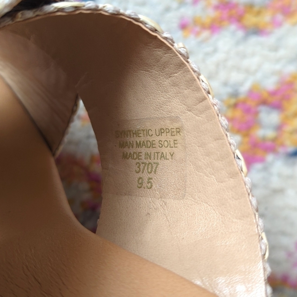 Avellini Woven Criss Cross Open Toe Slip On Heeled Platform Sandals Tan 9.5 - Picture 13 of 16